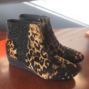 Leopard and bling ankle boots